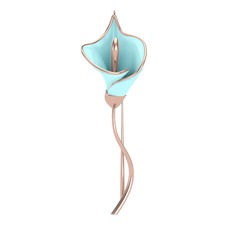 Kala Çiçeği Broş - 925 ayar rose altın kaplama gümüş broş (Pastel mavi mineli) #gz0tr3