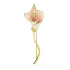 Kala Çiçeği Broş - 14 ayar altın broş (Pastel pembe mineli) #kg3oap