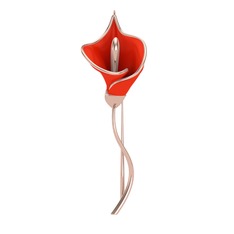 Kala Çiçeği Broş - 925 ayar rose altın kaplama gümüş broş (Kırmızı mineli) #m6c0sg