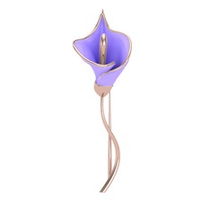 Kala Çiçeği Broş - 925 ayar rose altın kaplama gümüş broş (Menekşe mineli) #tyhr76