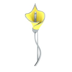 Kala Çiçeği Broş - 925 ayar gümüş broş (Sarı mineli) #ukdbos