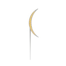 Ay Broş - Sitrin 18 ayar beyaz altın broş #130c4db