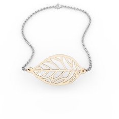 Yaprak Bilezik - 18 ayar rose altın bilezik (40 cm beyaz altın rolo zincir) #7yl5qh