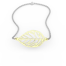 Yaprak Bilezik - 18 ayar altın bilezik (40 cm beyaz altın rolo zincir) #faqlnx