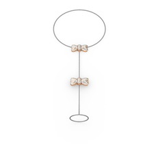 Kurdele Şahmeran Bilezik - Beyaz zirkon 14 ayar rose altın bilezik (40 cm gümüş rolo zincir) #10wgiia