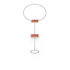 Kurdele Şahmeran Bilezik - Rodolit garnet 14 ayar altın bilezik (40 cm gümüş rolo zincir) #112ea3o