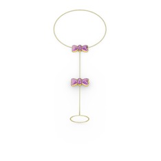 Kurdele Şahmeran Bilezik - Ametist 14 ayar altın bilezik (40 cm altın rolo zincir) #118lbh8