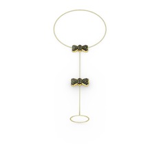 Kurdele Şahmeran Bilezik - Siyah zirkon 14 ayar altın bilezik (40 cm altın rolo zincir) #118r9d8