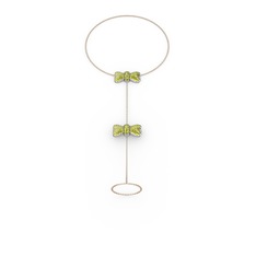 Peridot 18 ayar beyaz altın bilezik (40 cm gümüş rolo zincir)