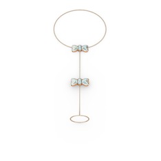 Kurdele Şahmeran Bilezik - Akuamarin 925 ayar rose altın kaplama gümüş bilezik (40 cm gümüş rolo zincir) #123h1k2