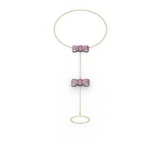 Kurdele Şahmeran Bilezik - Pembe kuvars 925 ayar siyah rodyum kaplama gümüş bilezik (40 cm gümüş rolo zincir) #130puer