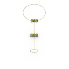 Kurdele Şahmeran Bilezik - Peridot 925 ayar siyah rodyum kaplama gümüş bilezik (40 cm altın rolo zincir) #13thr34