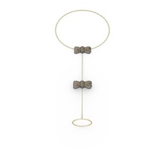 Kurdele Şahmeran Bilezik - Dumanlı kuvars 925 ayar siyah rodyum kaplama gümüş bilezik (40 cm altın rolo zincir) #13ywcyl