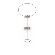 Kurdele Şahmeran Bilezik - Dumanlı kuvars 8 ayar beyaz altın bilezik (40 cm gümüş rolo zincir) #14at3yp