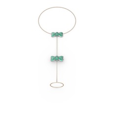 Kurdele Şahmeran Bilezik - Yeşil kuvars 8 ayar beyaz altın bilezik (40 cm rose altın rolo zincir) #150kz7p