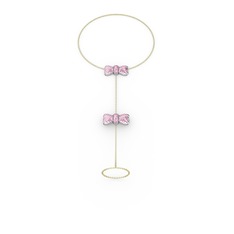 Kurdele Şahmeran Bilezik - Pembe kuvars 14 ayar beyaz altın bilezik (40 cm altın rolo zincir) #16y80dm
