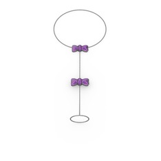 Ametist 925 ayar siyah rodyum kaplama gümüş bilezik (40 cm gümüş rolo zincir)