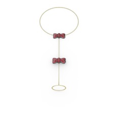 Kurdele Şahmeran Bilezik - Garnet 925 ayar siyah rodyum kaplama gümüş bilezik (40 cm altın rolo zincir) #17vlhd6