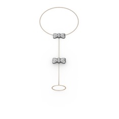 Kurdele Şahmeran Bilezik - Swarovski 925 ayar siyah rodyum kaplama gümüş bilezik (40 cm rose altın rolo zincir) #1bsbeqw