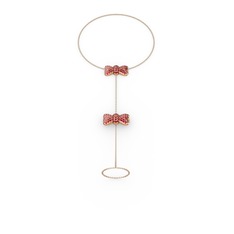 Kurdele Şahmeran Bilezik - Garnet 18 ayar rose altın bilezik (40 cm rose altın rolo zincir) #1g1ajic