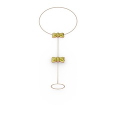 Kurdele Şahmeran Bilezik - Peridot 18 ayar rose altın bilezik (40 cm rose altın rolo zincir) #1gli1ge