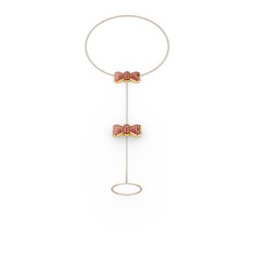 Garnet 18 ayar altın bilezik (40 cm rose altın rolo zincir)