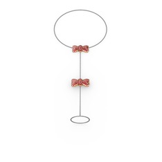 Kurdele Şahmeran Bilezik - Garnet 8 ayar rose altın bilezik (40 cm gümüş rolo zincir) #1hzj2pm