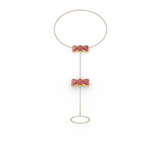 Kurdele Şahmeran Bilezik - Rodolit garnet 8 ayar altın bilezik (40 cm rose altın rolo zincir) #1lpi4wv