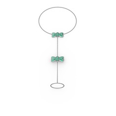 Kurdele Şahmeran Bilezik - Yeşil kuvars 925 ayar gümüş bilezik (40 cm gümüş rolo zincir) #1nsul9z