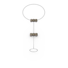 Kurdele Şahmeran Bilezik - Dumanlı kuvars 925 ayar siyah rodyum kaplama gümüş bilezik (40 cm beyaz altın rolo zincir) #1ogbro9