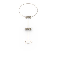 Kurdele Şahmeran Bilezik - Dumanlı kuvars 14 ayar beyaz altın bilezik (40 cm rose altın rolo zincir) #1qnhlfc