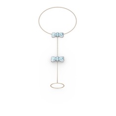 Kurdele Şahmeran Bilezik - Akuamarin 18 ayar beyaz altın bilezik (40 cm rose altın rolo zincir) #1qrqvo