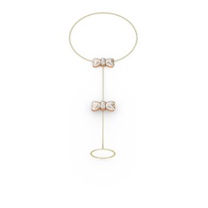 Beyaz zirkon 14 ayar rose altın bilezik (40 cm gümüş rolo zincir)