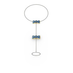 Lab safir 925 ayar altın kaplama gümüş bilezik (40 cm gümüş rolo zincir)