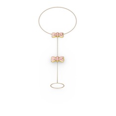 Kurdele Şahmeran Bilezik - Pembe kuvars 14 ayar altın bilezik (40 cm rose altın rolo zincir) #1sdw69c