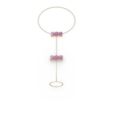 Kurdele Şahmeran Bilezik - Ametist 14 ayar altın bilezik (40 cm gümüş rolo zincir) #1sjmjlu