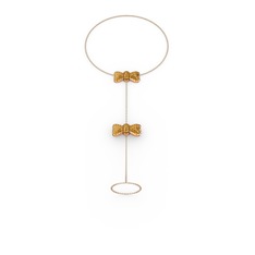 Kurdele Şahmeran Bilezik - Sitrin 925 ayar rose altın kaplama gümüş bilezik (40 cm rose altın rolo zincir) #1swnavj