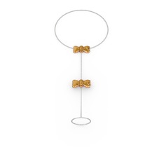 Kurdele Şahmeran Bilezik - Sitrin 14 ayar rose altın bilezik (40 cm beyaz altın rolo zincir) #1sym2v1