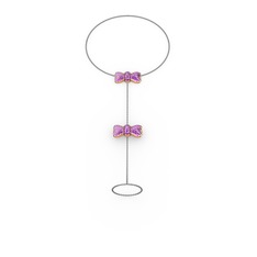 Ametist 925 ayar rose altın kaplama gümüş bilezik (40 cm gümüş rolo zincir)