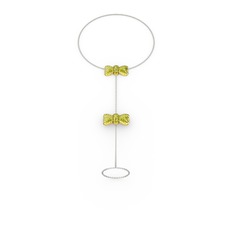Peridot 8 ayar altın bilezik (40 cm gümüş rolo zincir)