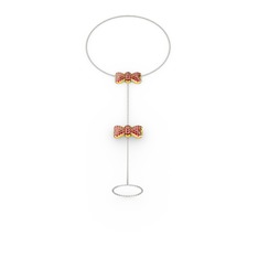 Garnet 925 ayar altın kaplama gümüş bilezik (40 cm beyaz altın rolo zincir)