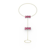 Rodolit garnet 14 ayar beyaz altın bilezik (40 cm altın rolo zincir)