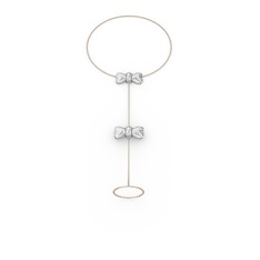 Kurdele Şahmeran Bilezik - Beyaz zirkon 14 ayar beyaz altın bilezik (40 cm rose altın rolo zincir) #1uvkwyi