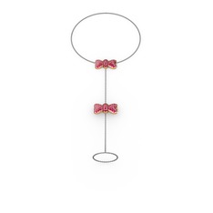 Rodolit garnet 925 ayar rose altın kaplama gümüş bilezik (40 cm gümüş rolo zincir)