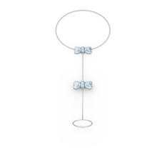 Kurdele Şahmeran Bilezik - Akuamarin 925 ayar gümüş bilezik (40 cm beyaz altın rolo zincir) #1vslluj