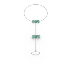 Kurdele Şahmeran Bilezik - Yeşil kuvars 8 ayar beyaz altın bilezik (40 cm beyaz altın rolo zincir) #1wyliz3