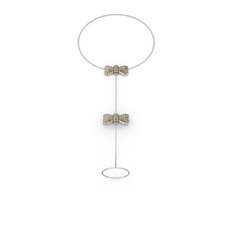 Dumanlı kuvars 18 ayar beyaz altın bilezik (40 cm gümüş rolo zincir)