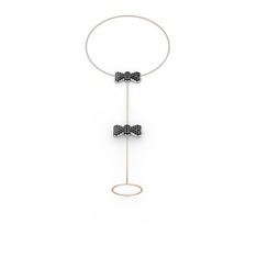 Kurdele Şahmeran Bilezik - Siyah zirkon 925 ayar gümüş bilezik (40 cm rose altın rolo zincir) #1xi4640