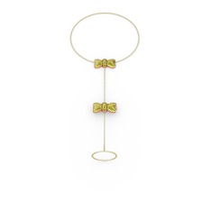 Kurdele Şahmeran Bilezik - Peridot 8 ayar rose altın bilezik (40 cm altın rolo zincir) #1xo6whb