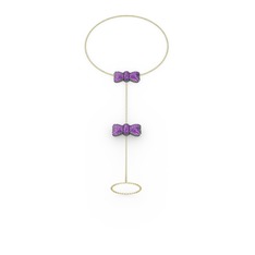 Kurdele Şahmeran Bilezik - Ametist 925 ayar siyah rodyum kaplama gümüş bilezik (40 cm gümüş rolo zincir) #1y0ndu6